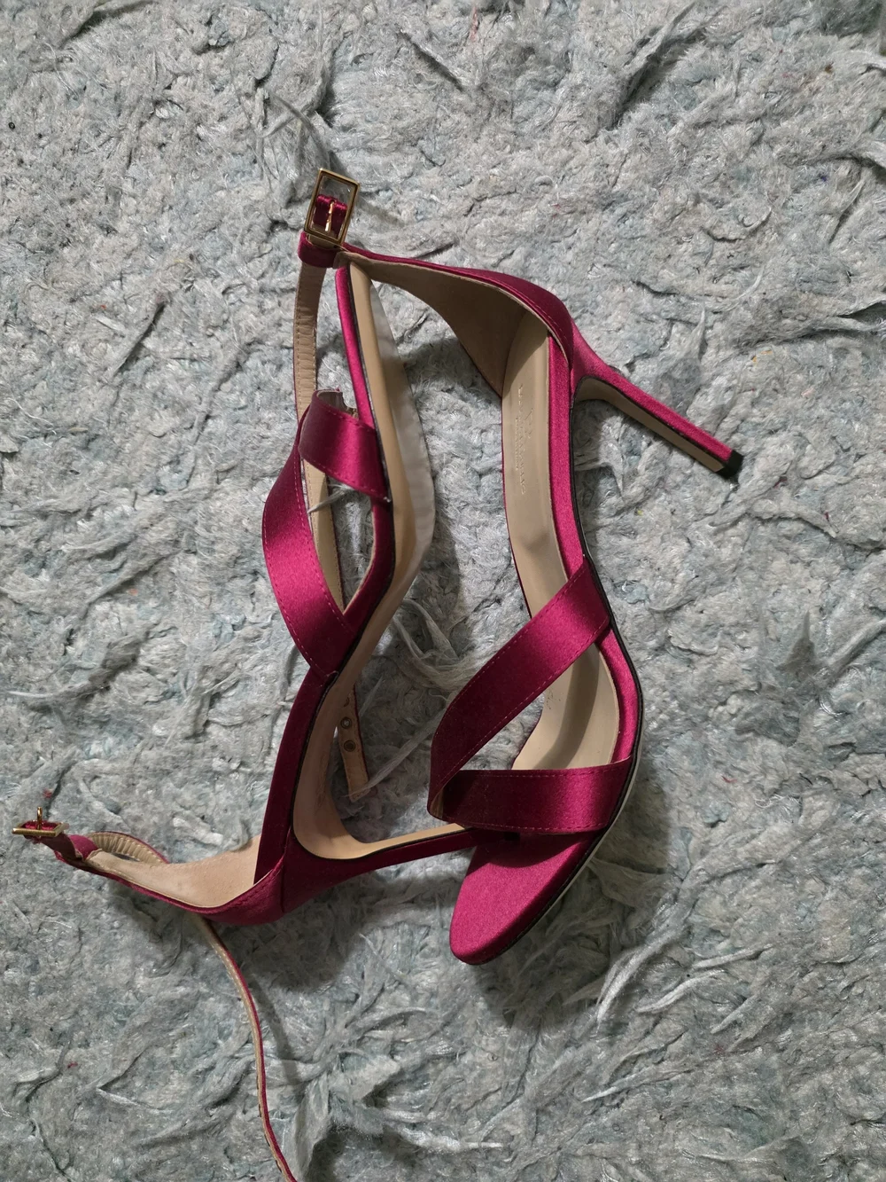 Banana Republic Fuchsia Satin Strappy Stiletto Heels